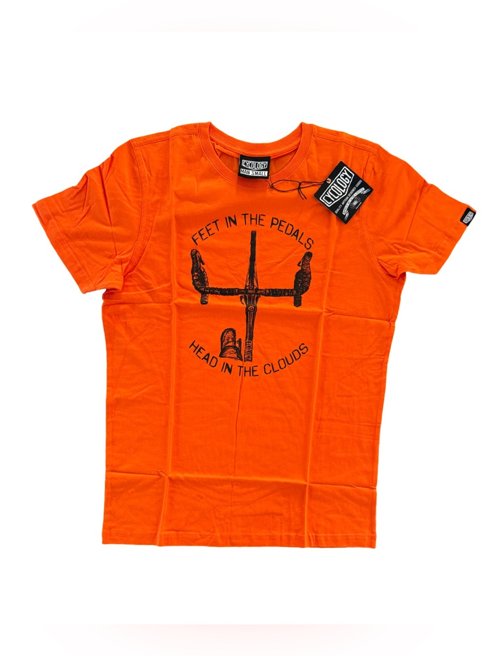 Cycology Men's Orange Cycling Graphic Tee Shirt NWT Size S